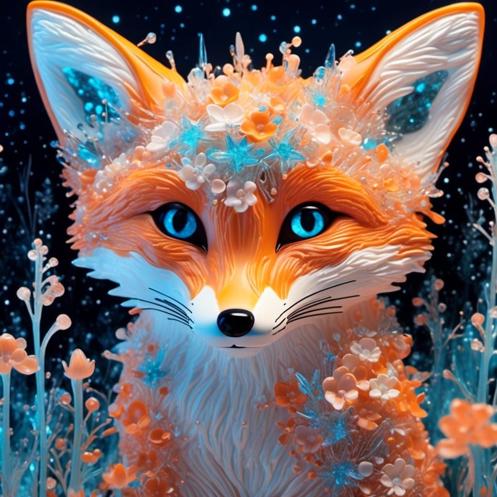 Bioluminescent Glass Fox in Underwater Fantasy
