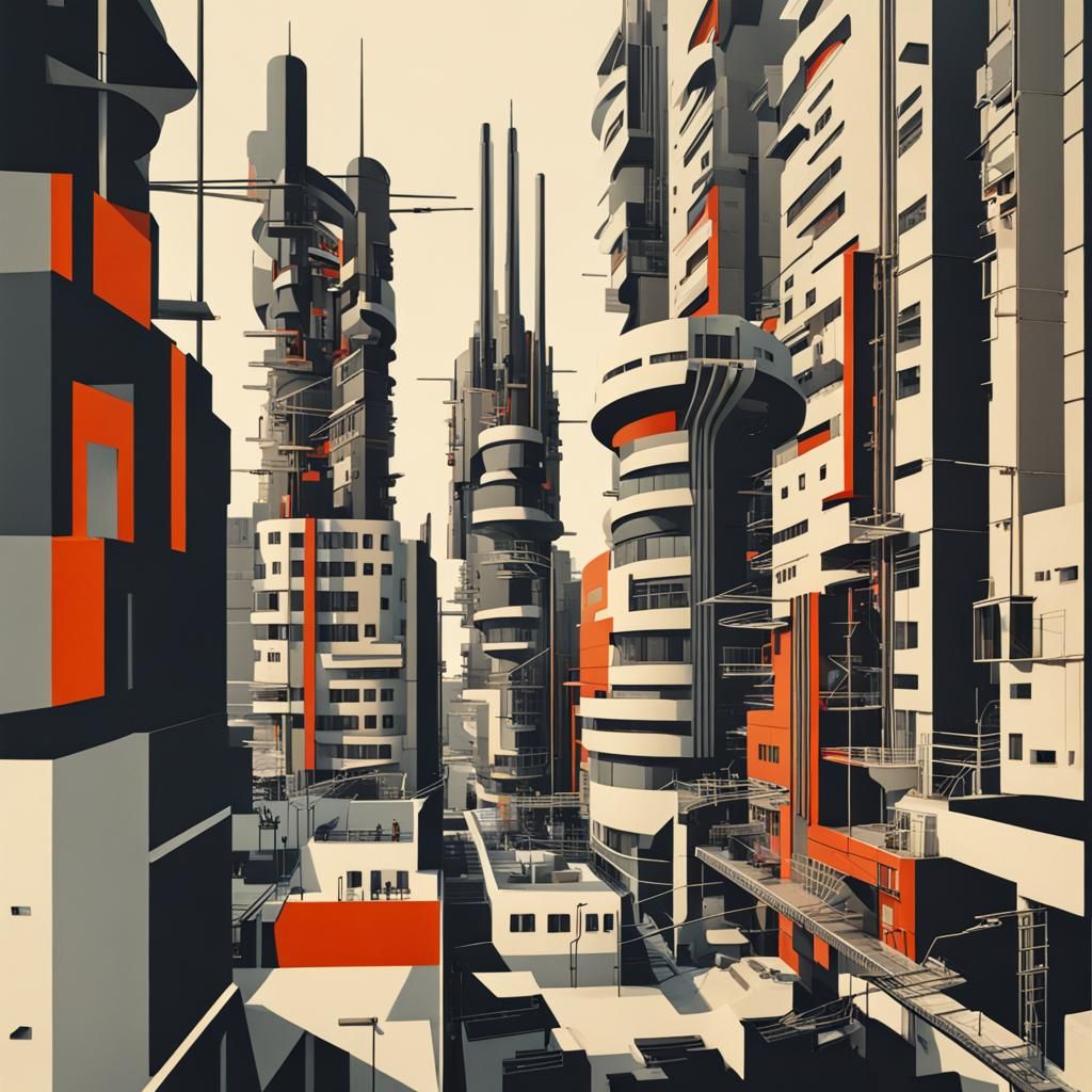 Futuristic Bauhaus Cityscape