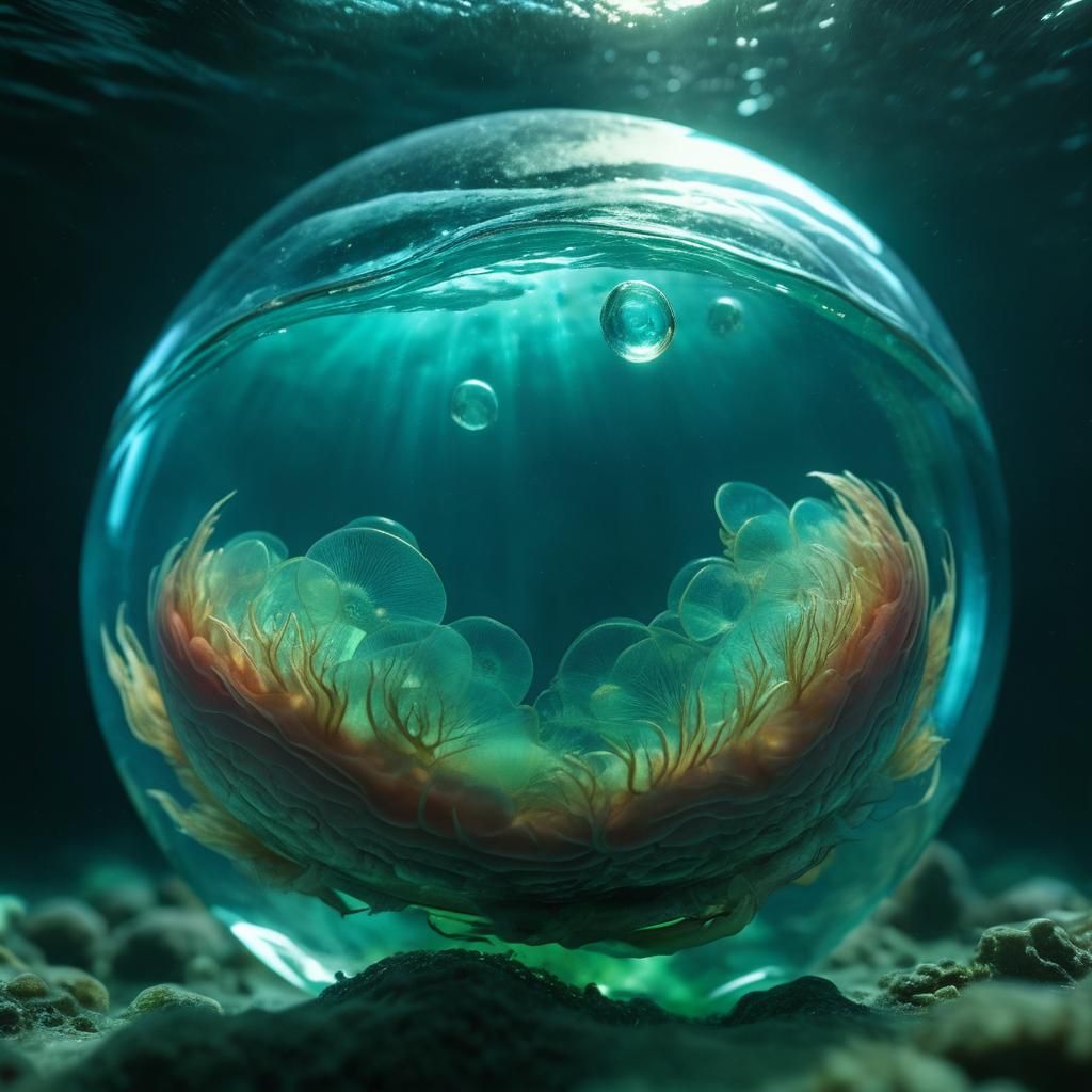 Underwater Aurora Ovum in Hyperrealistic Style