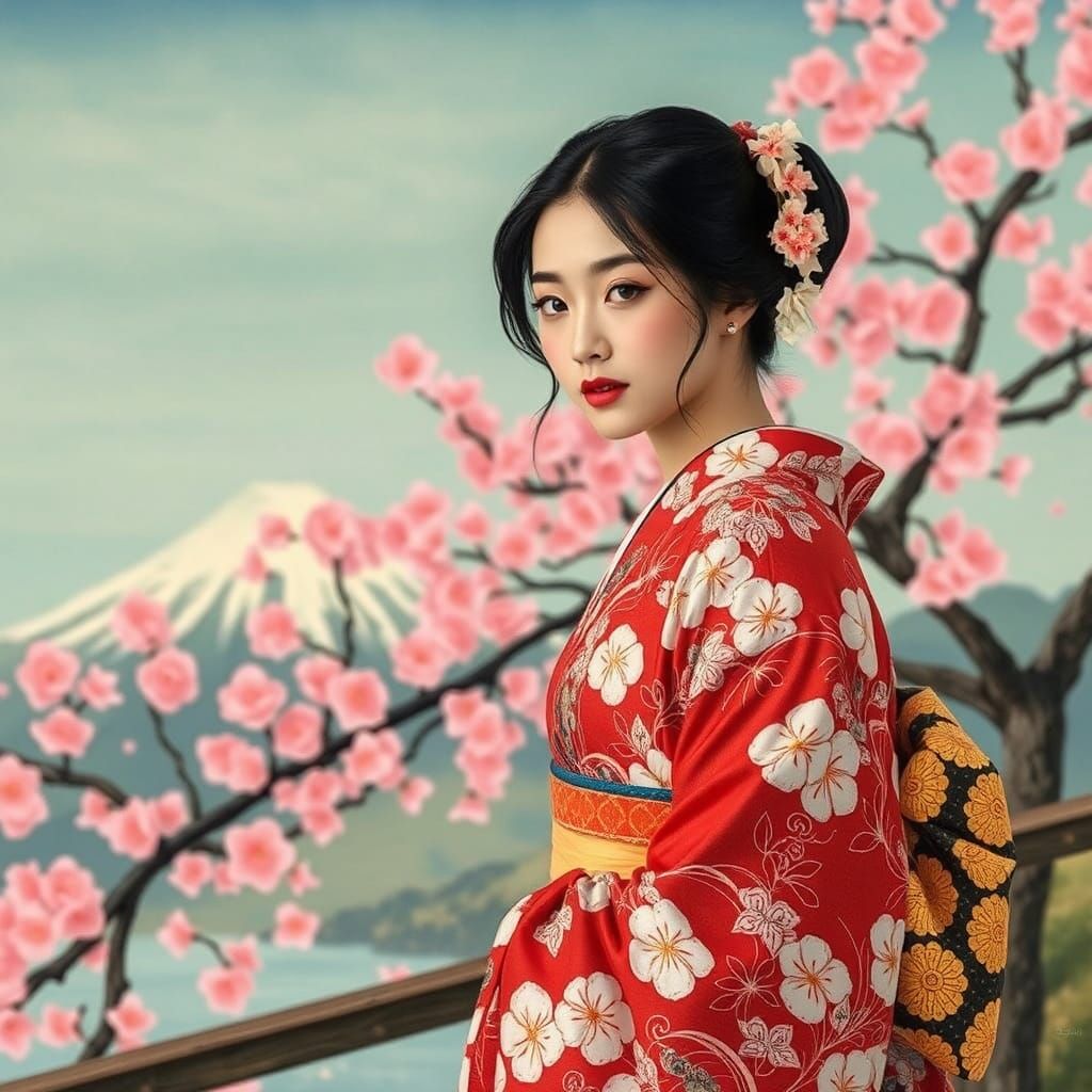 Woman in Kimono: Japanese Art Style