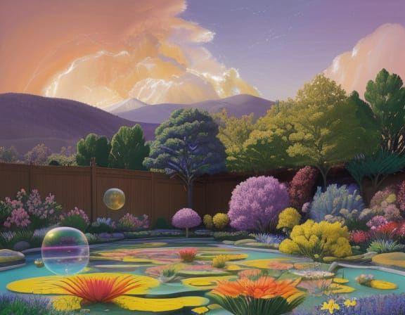 Cosmic Zen Garden in Golden Hour Light