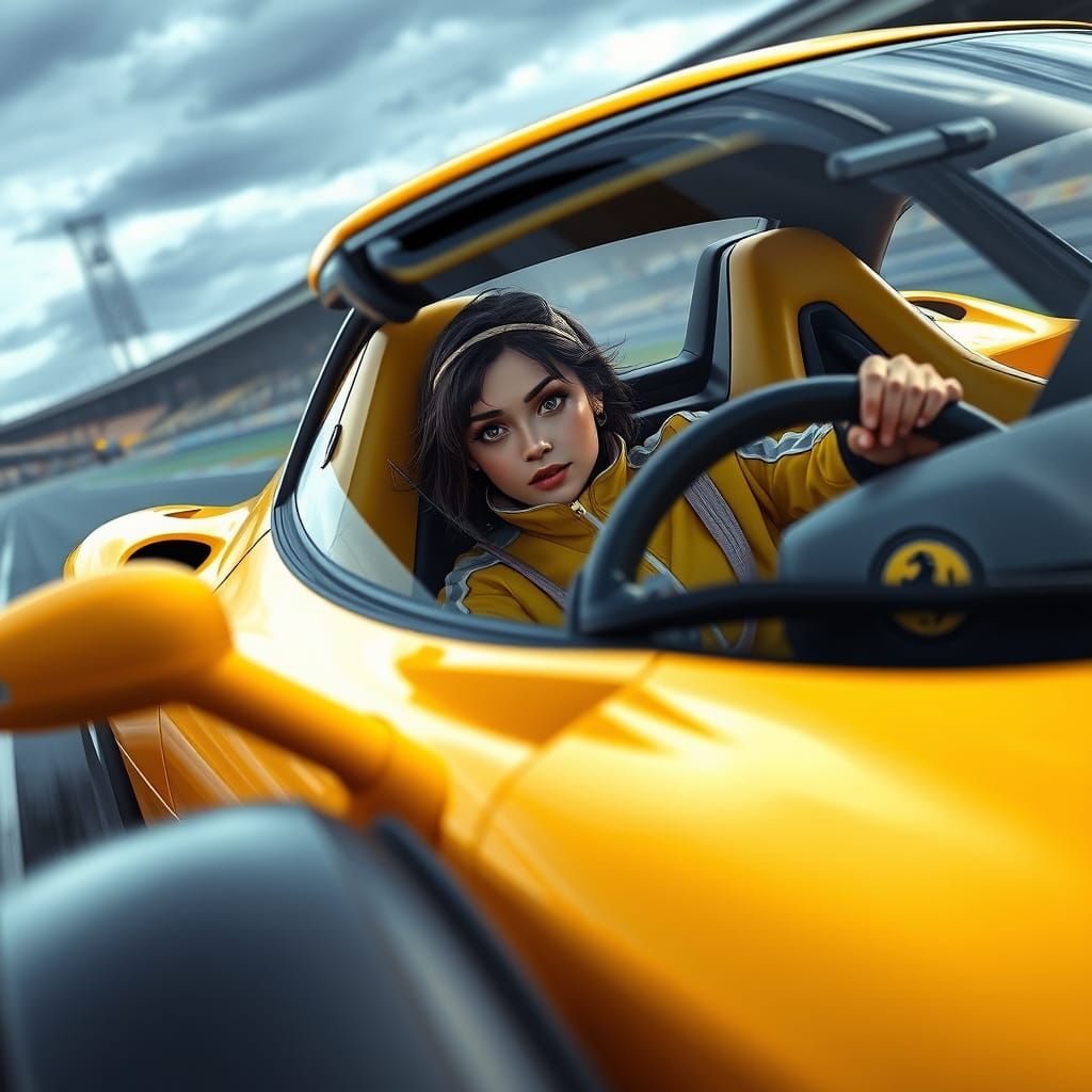 Determined Driver Speeds Through Thrilling Racing Scene