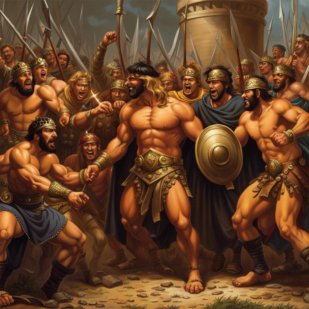 Cyclops Whipped by Warriors in Hirohiko Araki Style