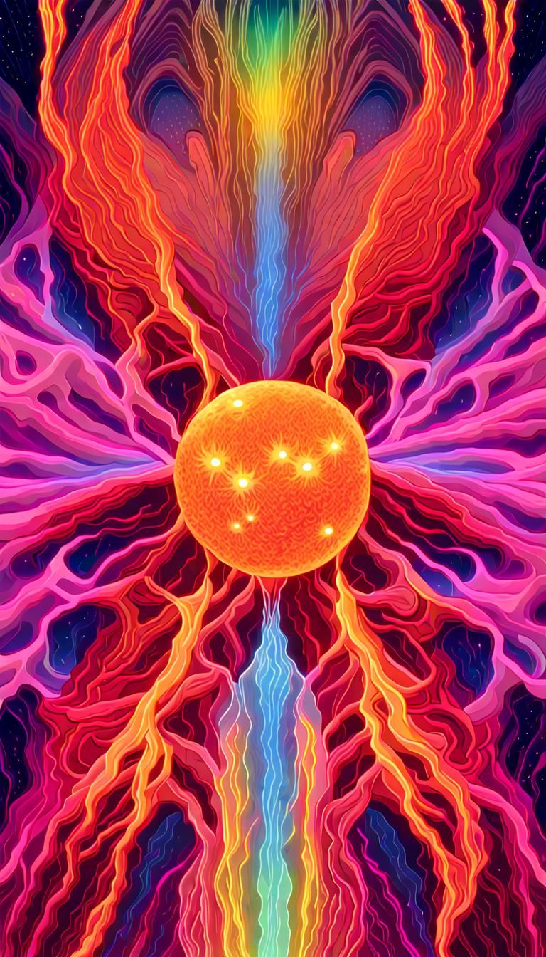 Hyperionized Plasma Forms Neon 3D Maximalist Image