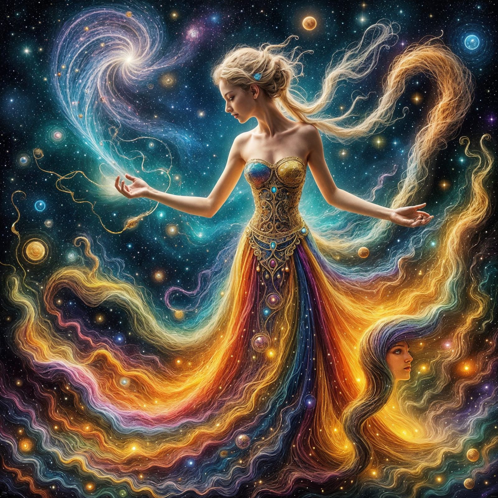 Cosmic Weaver: A Surreal Tapestry of Existence