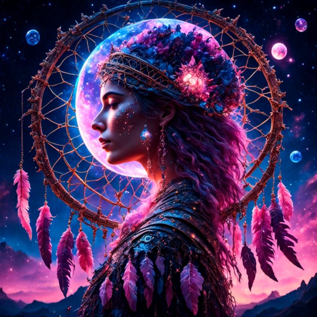 Starry Night Reflection with Dream Catcher