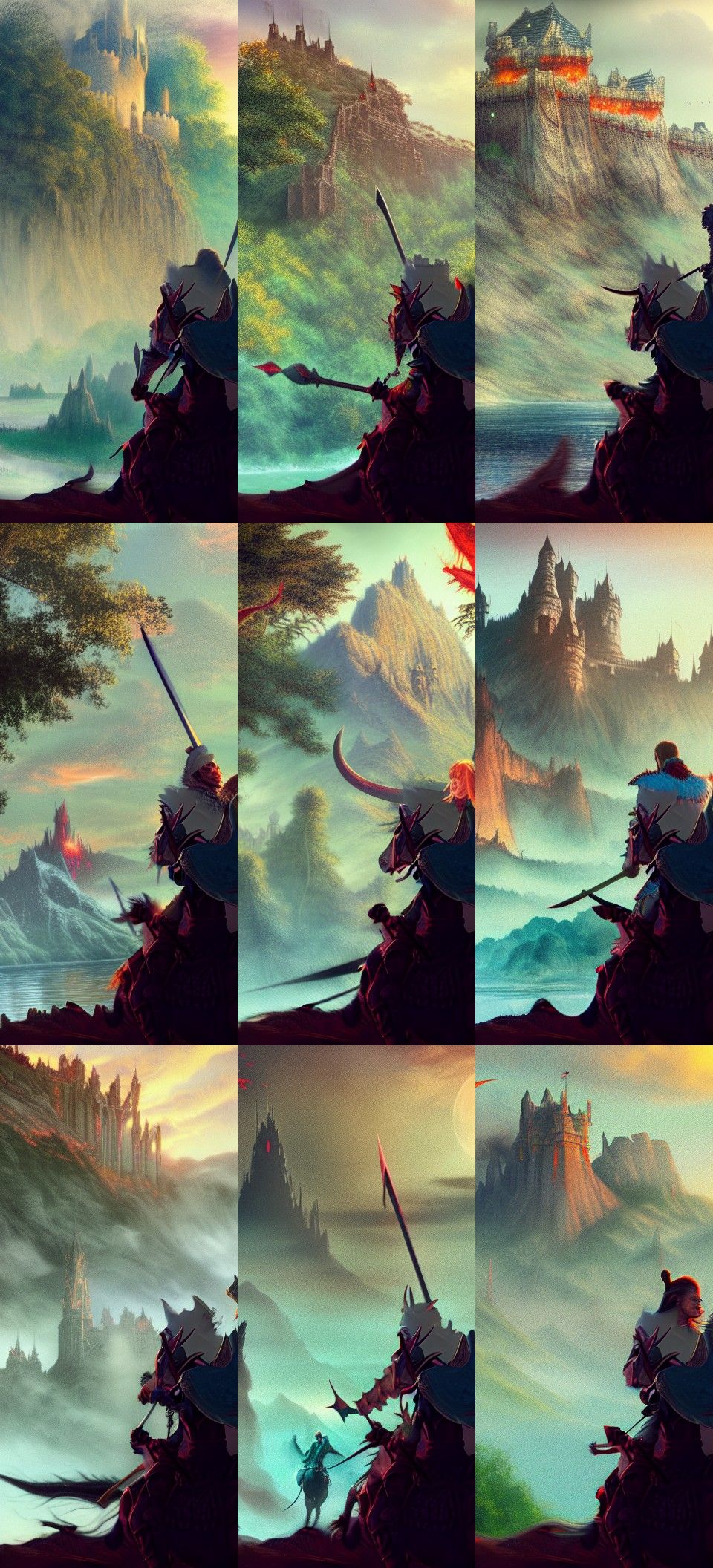 Dragon Slayer Knight at Lair, Vibrant Fantasy Art