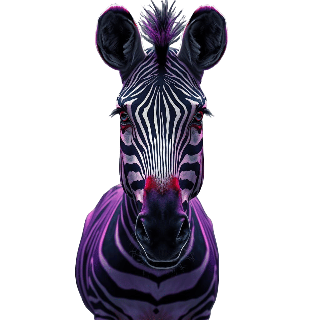 Purple Zebra Stands Alone in a Doctor's Office