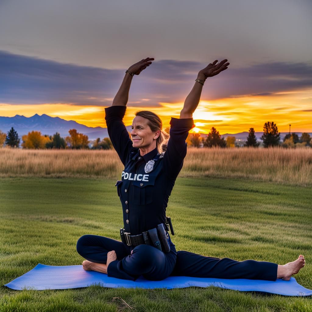 Police Officer Does Goat Yoga at Sunrise