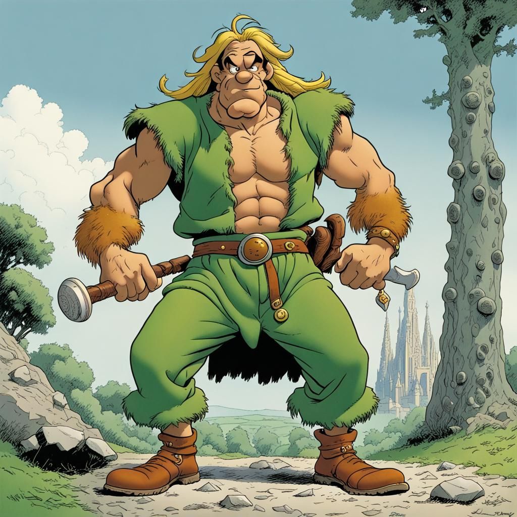 Asterix as Shaggy in Moebius Style