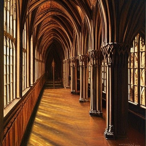 Gothic Library Oil Painting by James Gurney