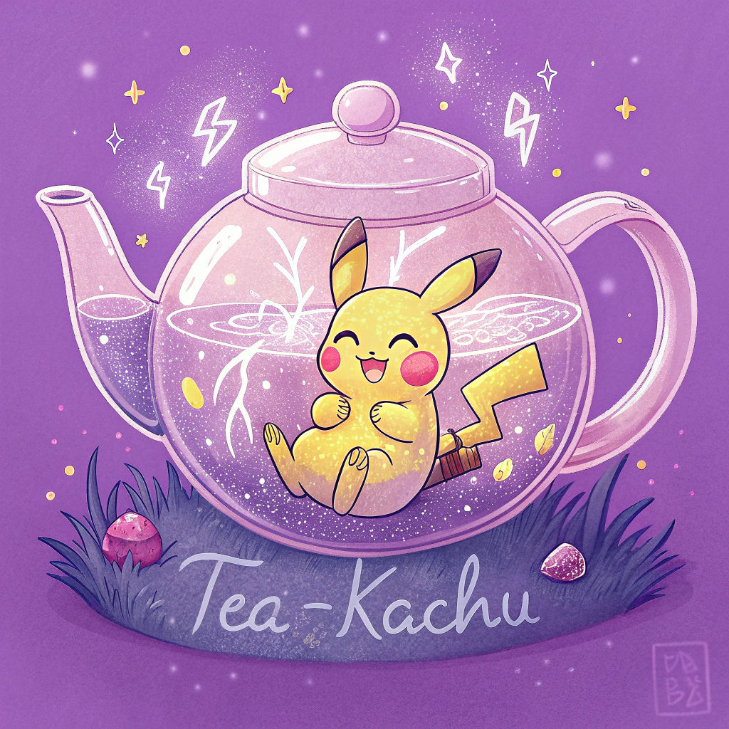 Pikachu in Teapot: A Kawaii Pop Art Illustration