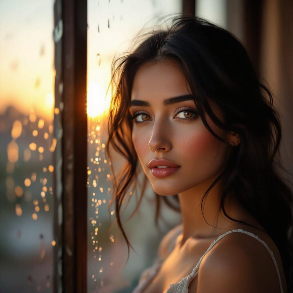 Dreamy Cinematic Portrait of a Persian Woman at Sunset