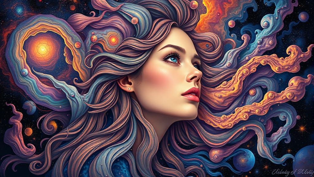 A Cosmic, Hippie Goddess Embodies Vibrant Universes