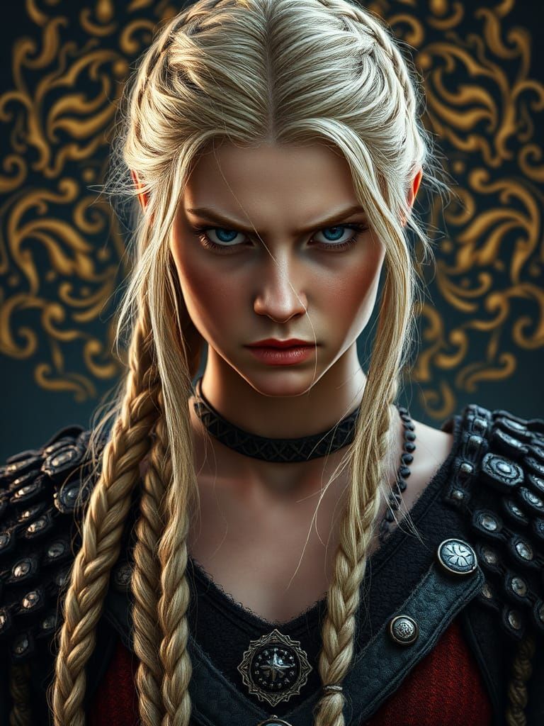 Beautiful Norse Princess Portrait in Dramatic Fantasy Art