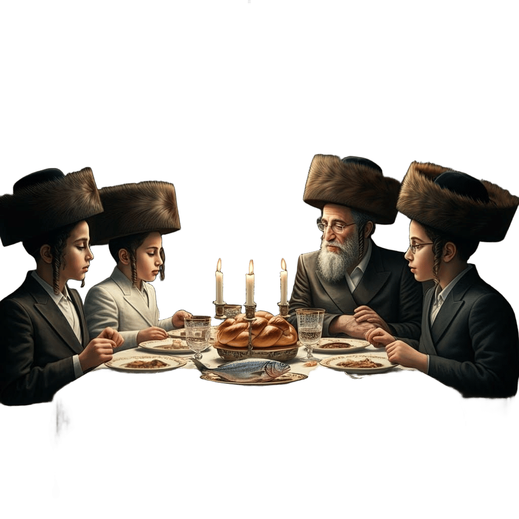 Ultra-Orthodox Family at Shabbat Table