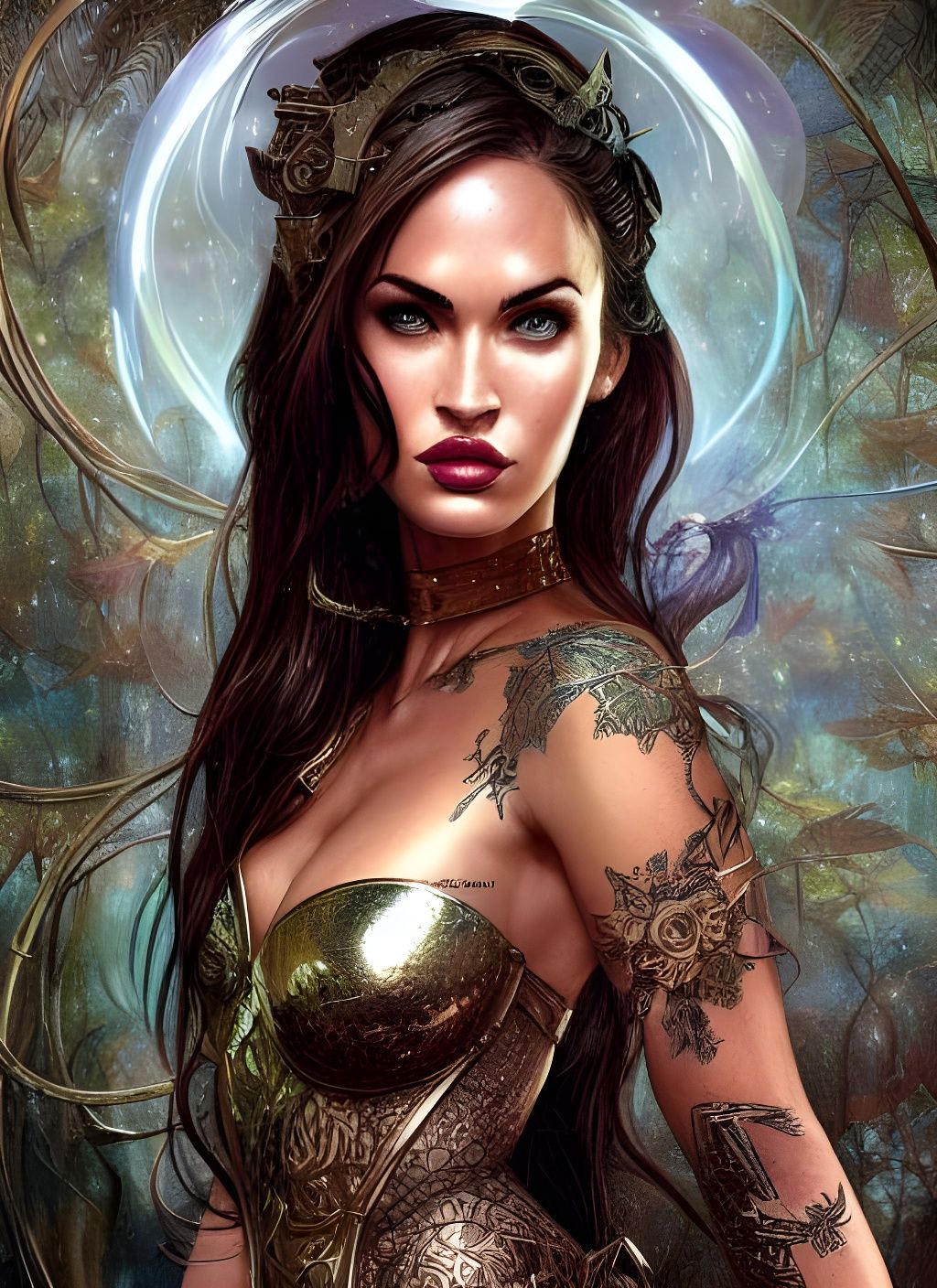 Megan Fox: Aetherpunk Portrait in Digital Art Style
