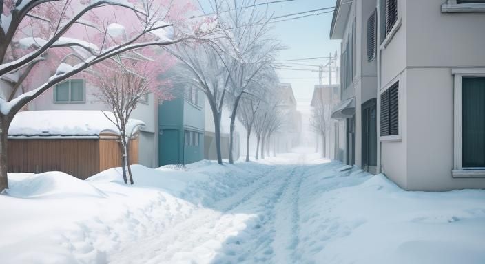 Snowy Pastel Suburb Street in Stop Motion