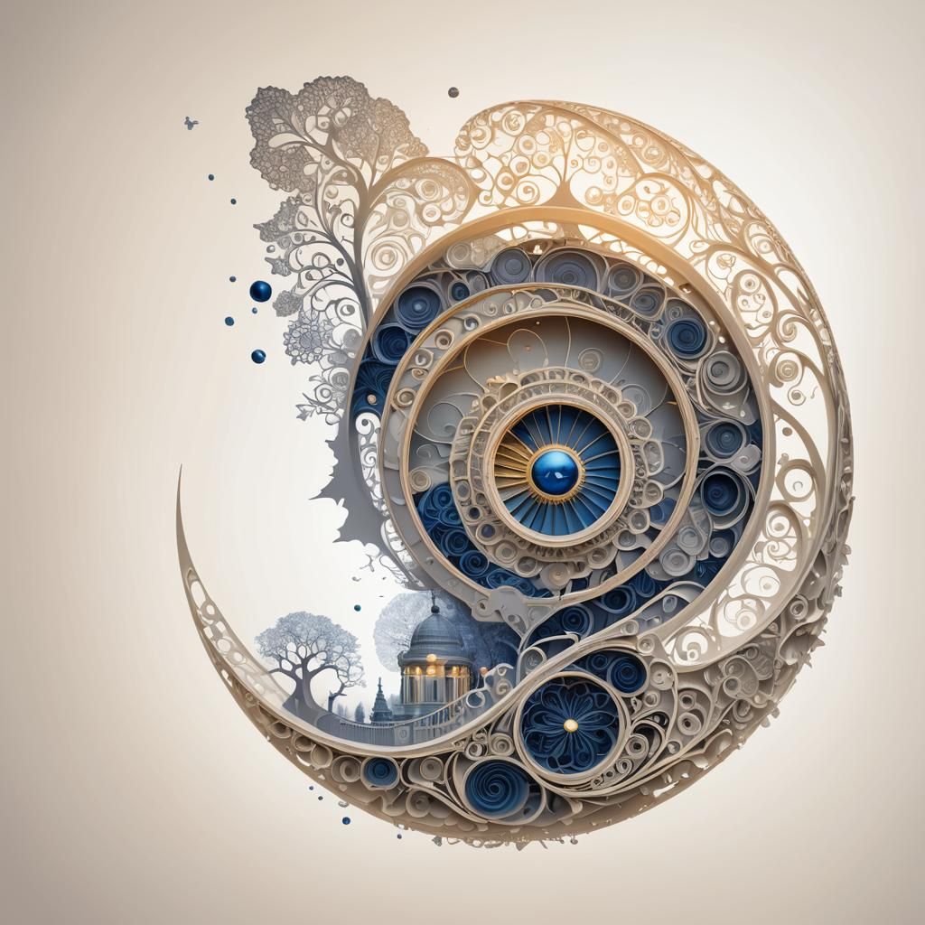 Sapphire Planetarium: Vibrant Abstract Fractal Art