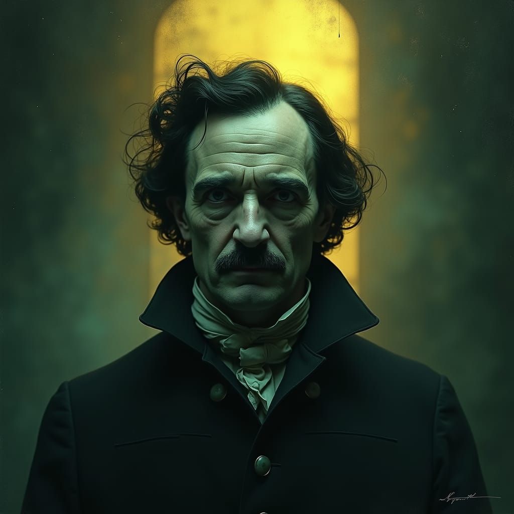 Fall Of The House of Usher, Edgar Allan Poe, head and shoulders portrait, 8k resolution concept art portrait by Greg Rut...
