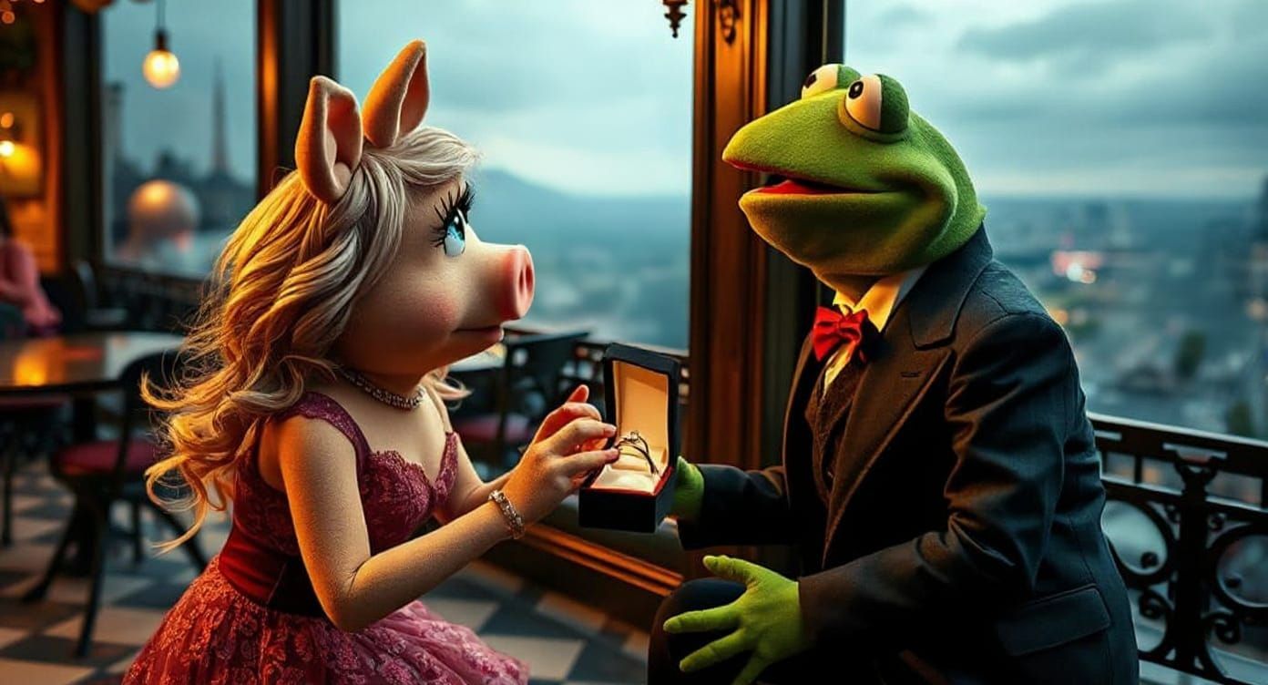Kermit Surprised: Miss Piggy Proposes