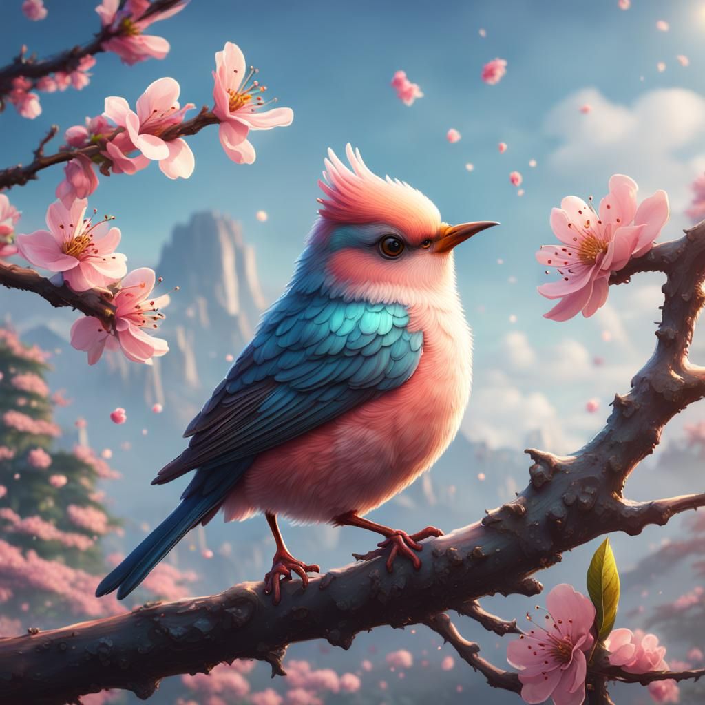 An adorable peach blossom bird, cute, lovely