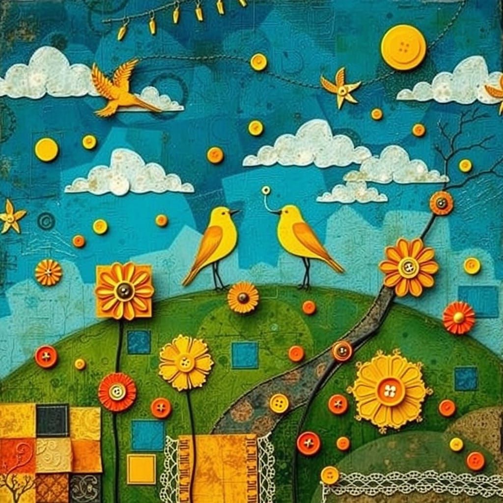 Vibrant Celebration of Joy in Folk Art Style
