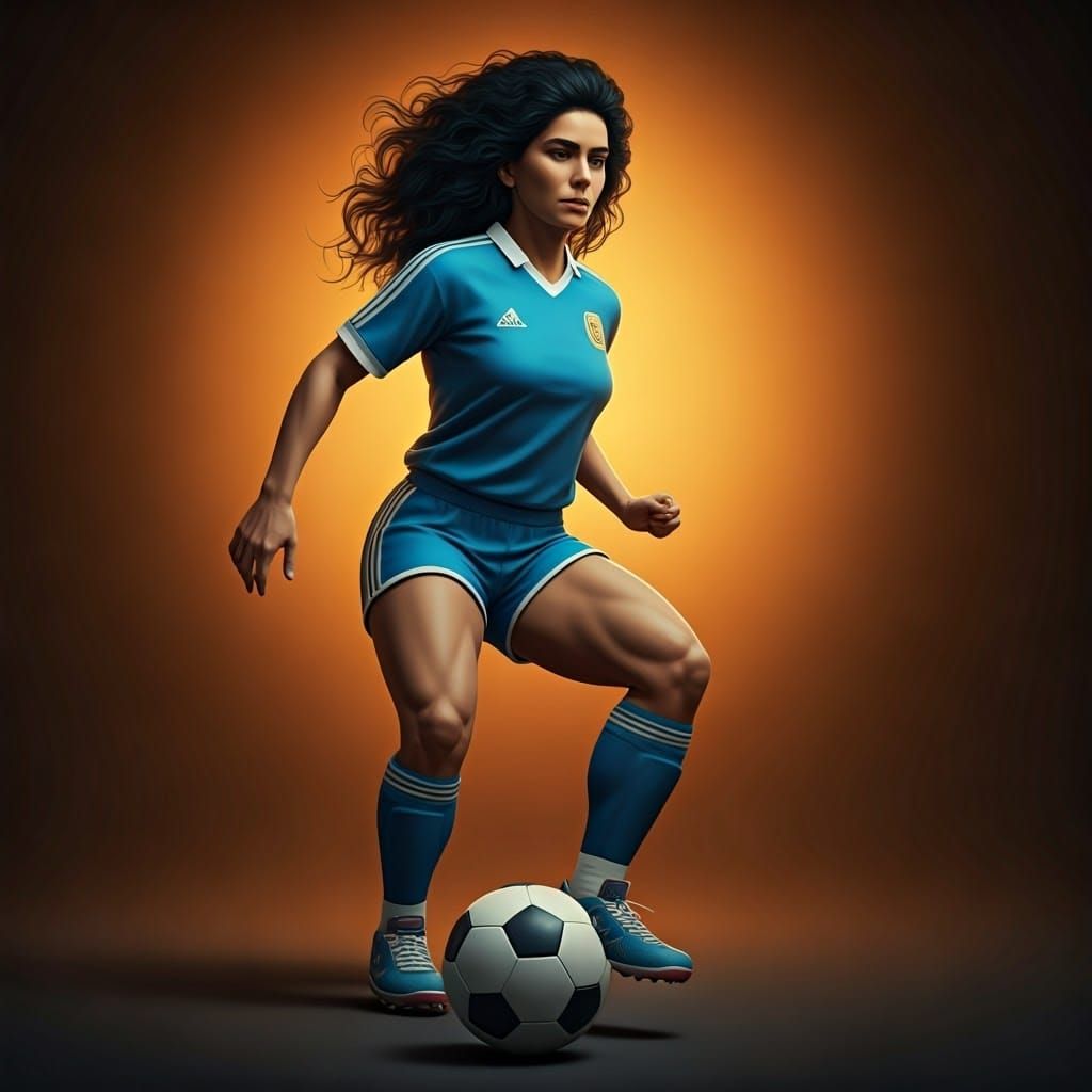 Godmother Plays Soccer Like Maradona: Hyperrealistic Futuris...