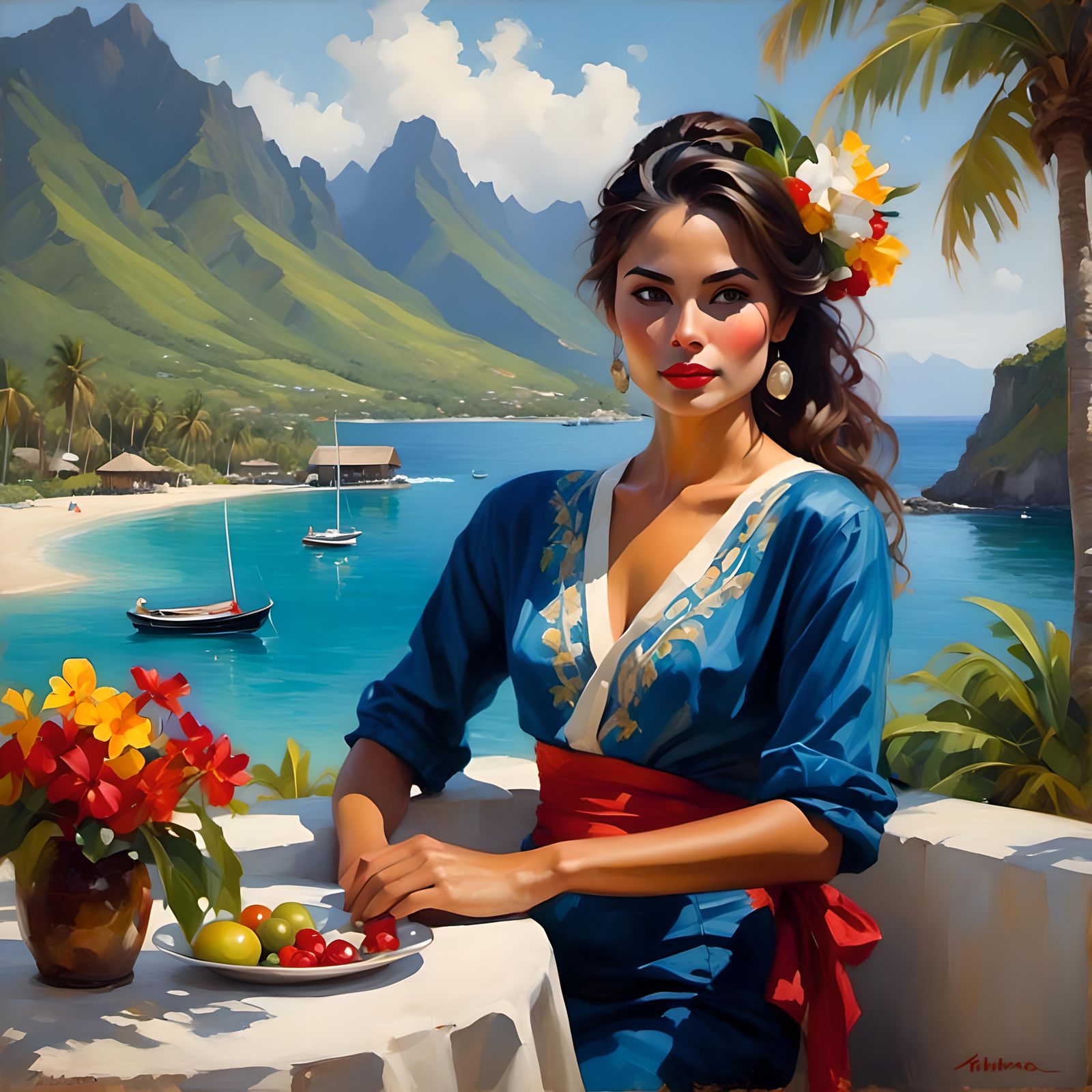 Elegant Tahitian Woman Portrait