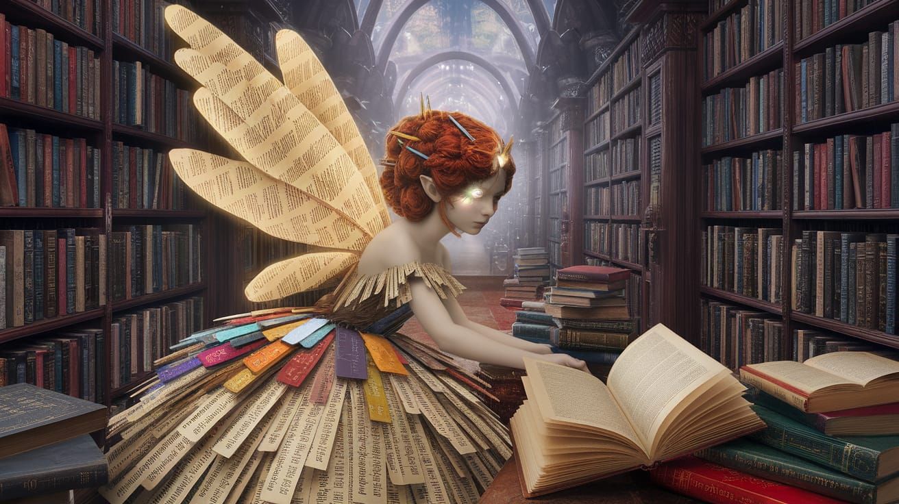 Literary Fairy Searching Library, Art Nouveau Style
