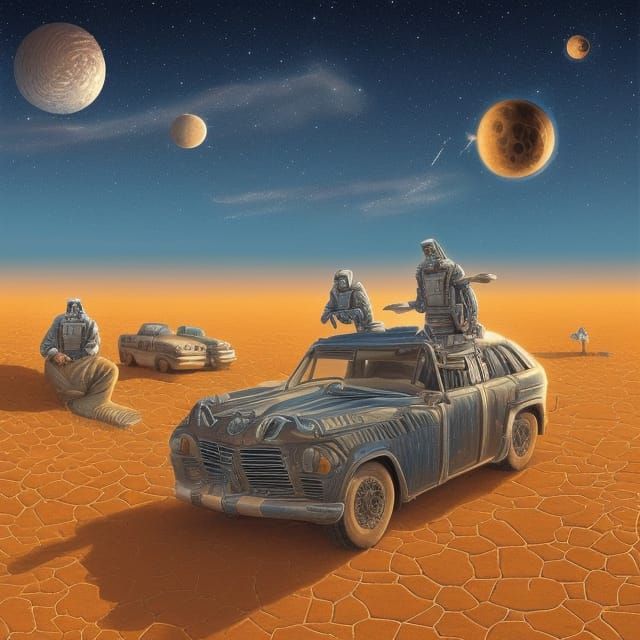 Space Nomad with Nebula Hair in Wasteland