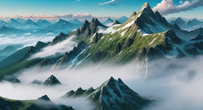 Majestic Mountain Range with Soaring Eagle