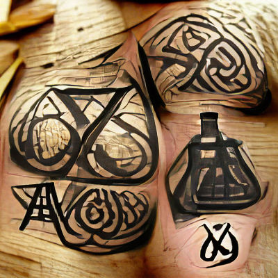 Alchemy Symbols in Woodcut Style