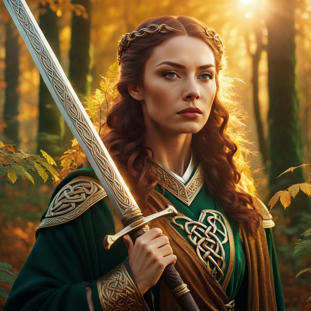Celtic Sorceress Portrait in Hyperrealism Style