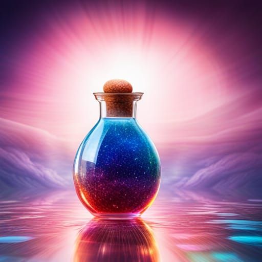 Magical Cosmic Figure in Crystal Bottle: 8K