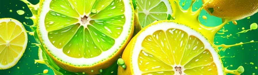 Exploding Lemon in Vibrant Digital Painting Style