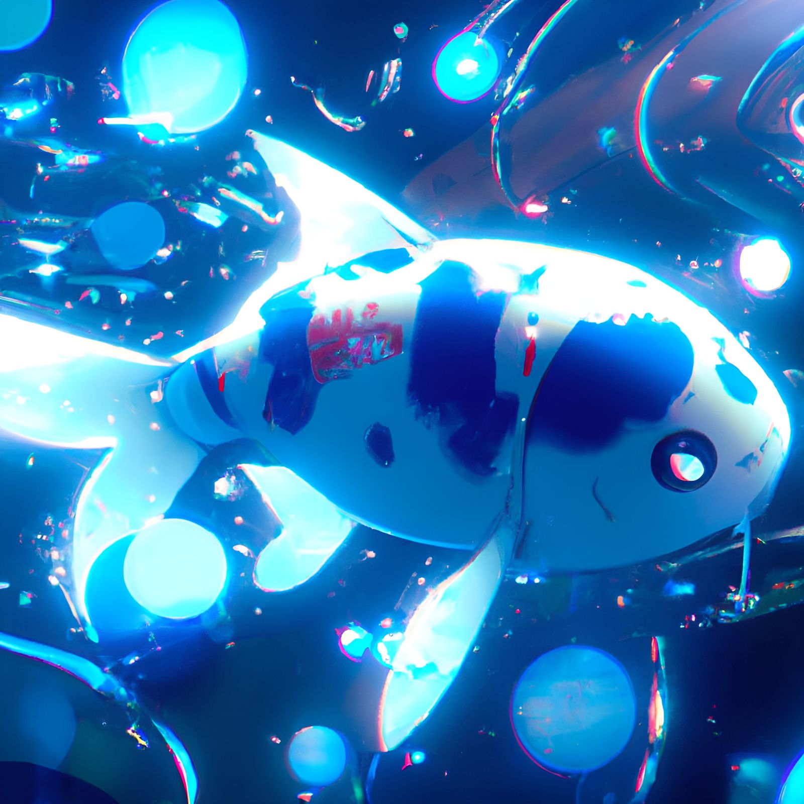 Magic Blue Koi Fish in Ghibli Anime Style