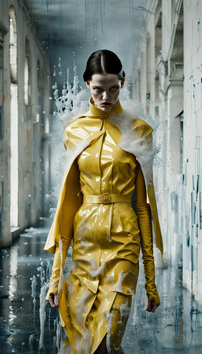 Italian Batgirl Catwalk: Minimalist Surreal Art