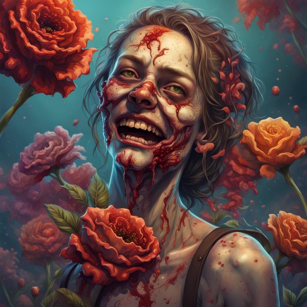 Hyperrealistic Zombie Flowers Form Smiling Face