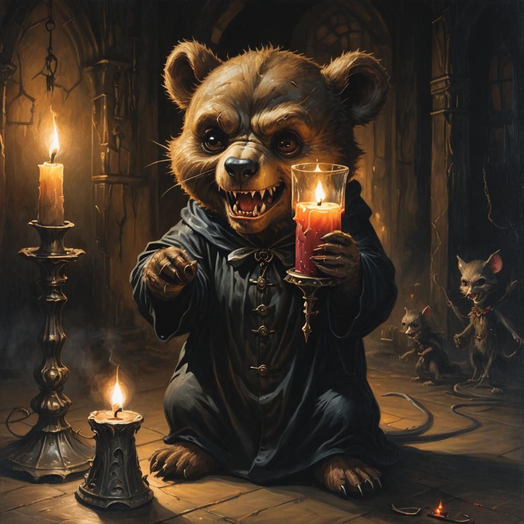Grumpy Vampire Teddy Bear Threads Mouse: Gothic Horror