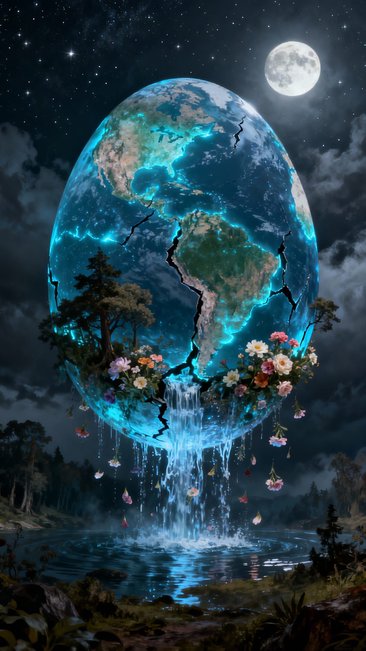 Surreal Bioluminescent Egg Cracks Open to Reveal Earthly Ele...