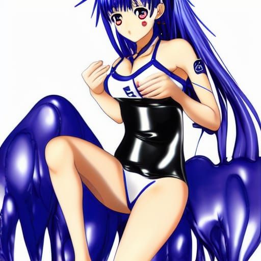 Chidori Kaname in Latex School Swimsuit
