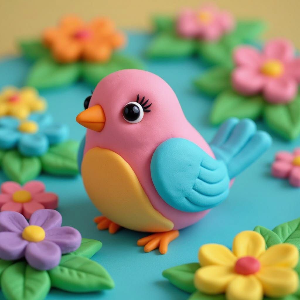 Colorful Play Dough Bird Sculpture