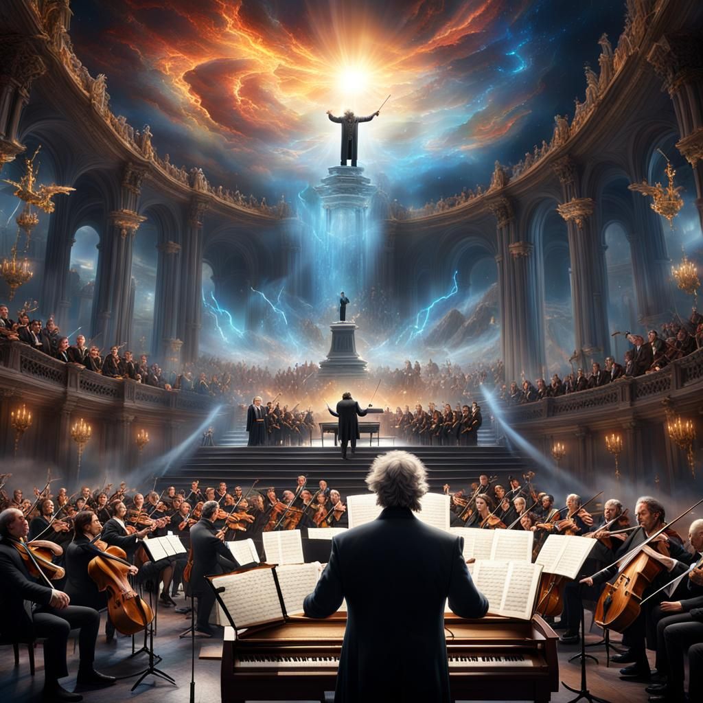 Beethoven Directing a Heavenly Orchestra: Fantasy Concept Ar...