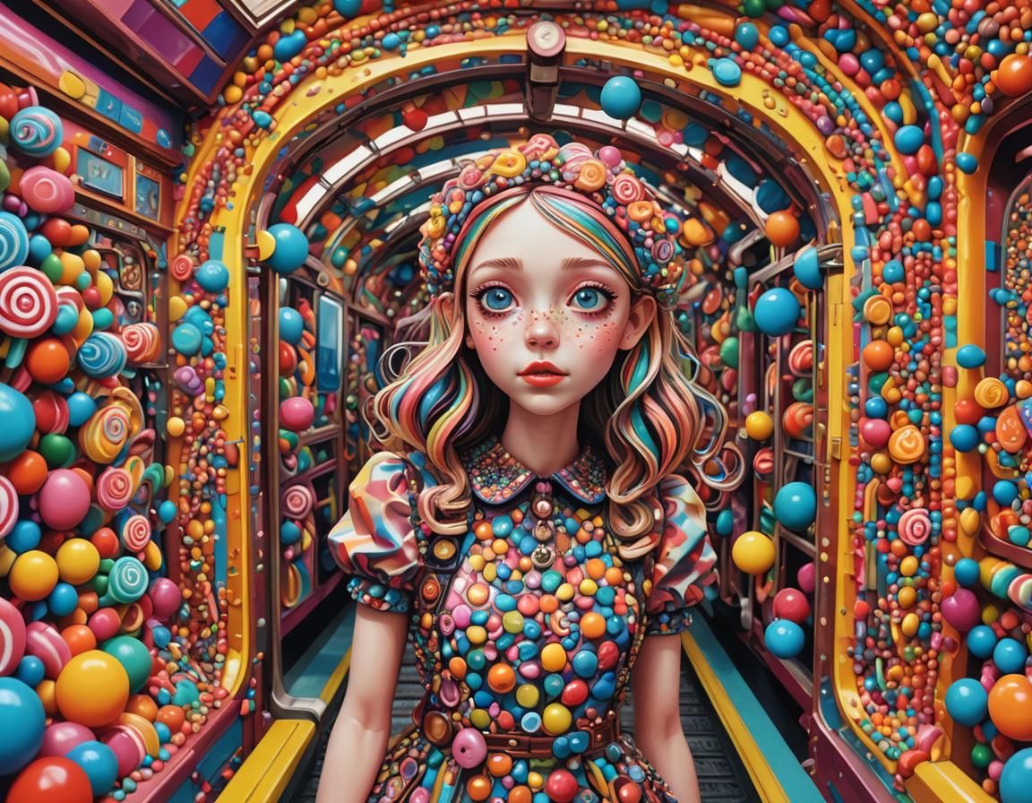 Surreal Candyland Train Station in Digital Illustration