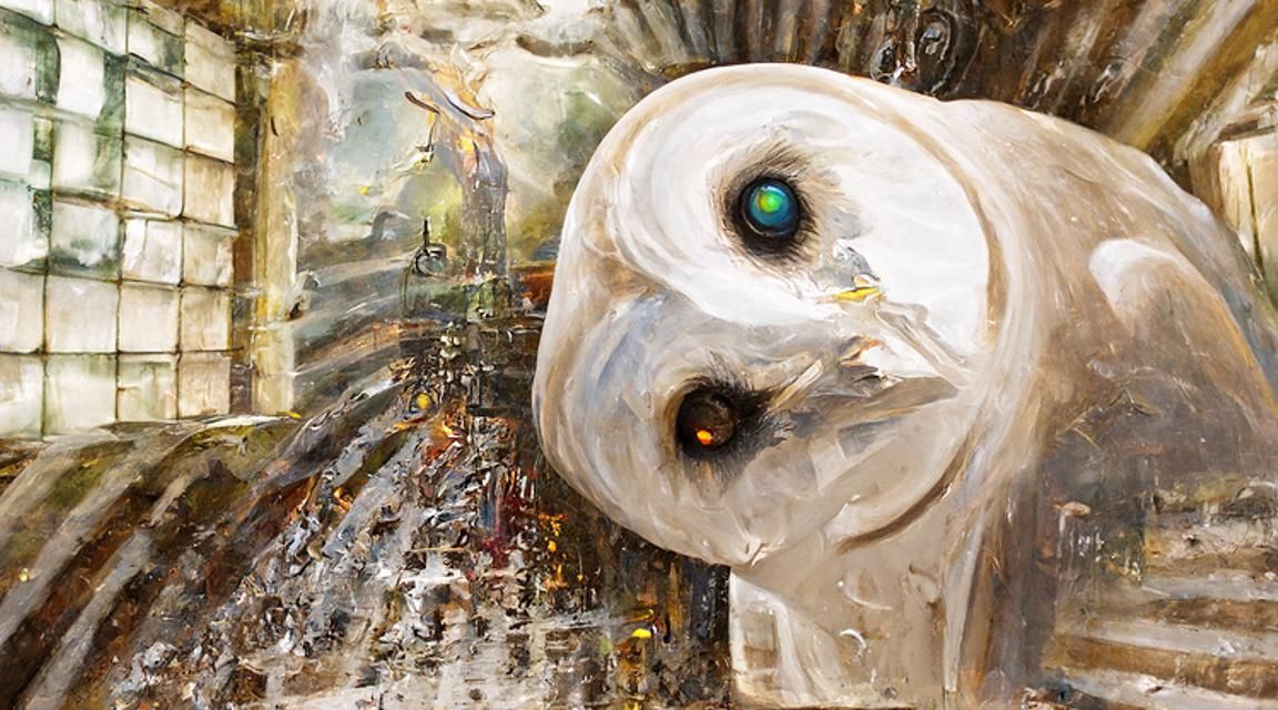 Mystical Owl with Magic Symbols in Photorealistic Style