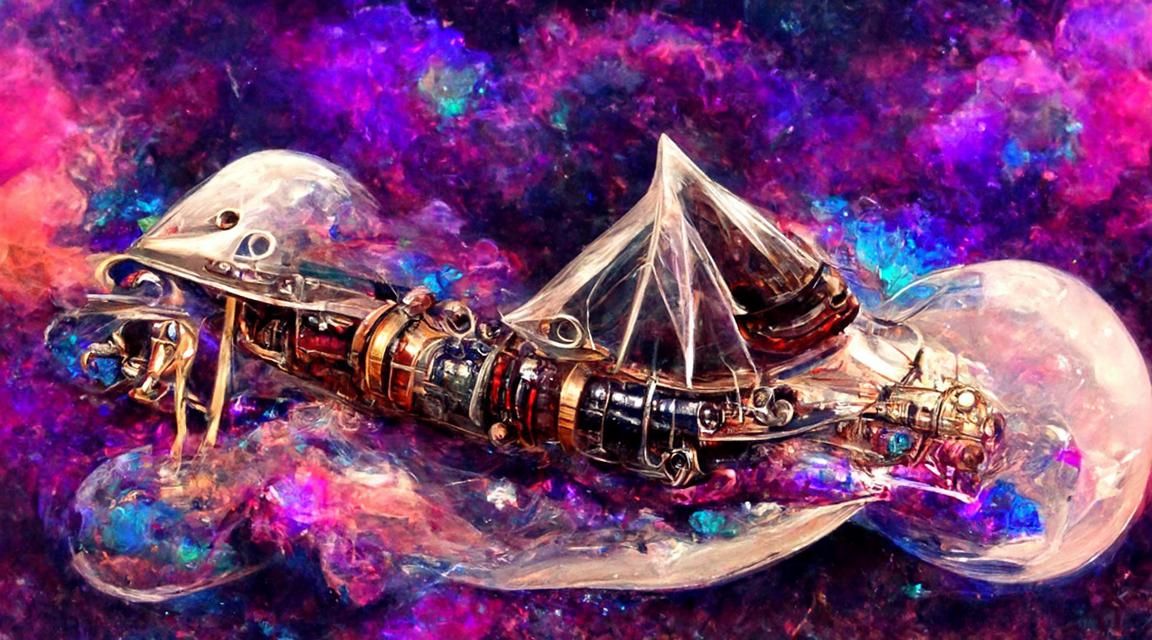 Sailing Spaceship in Aetherpunk Style