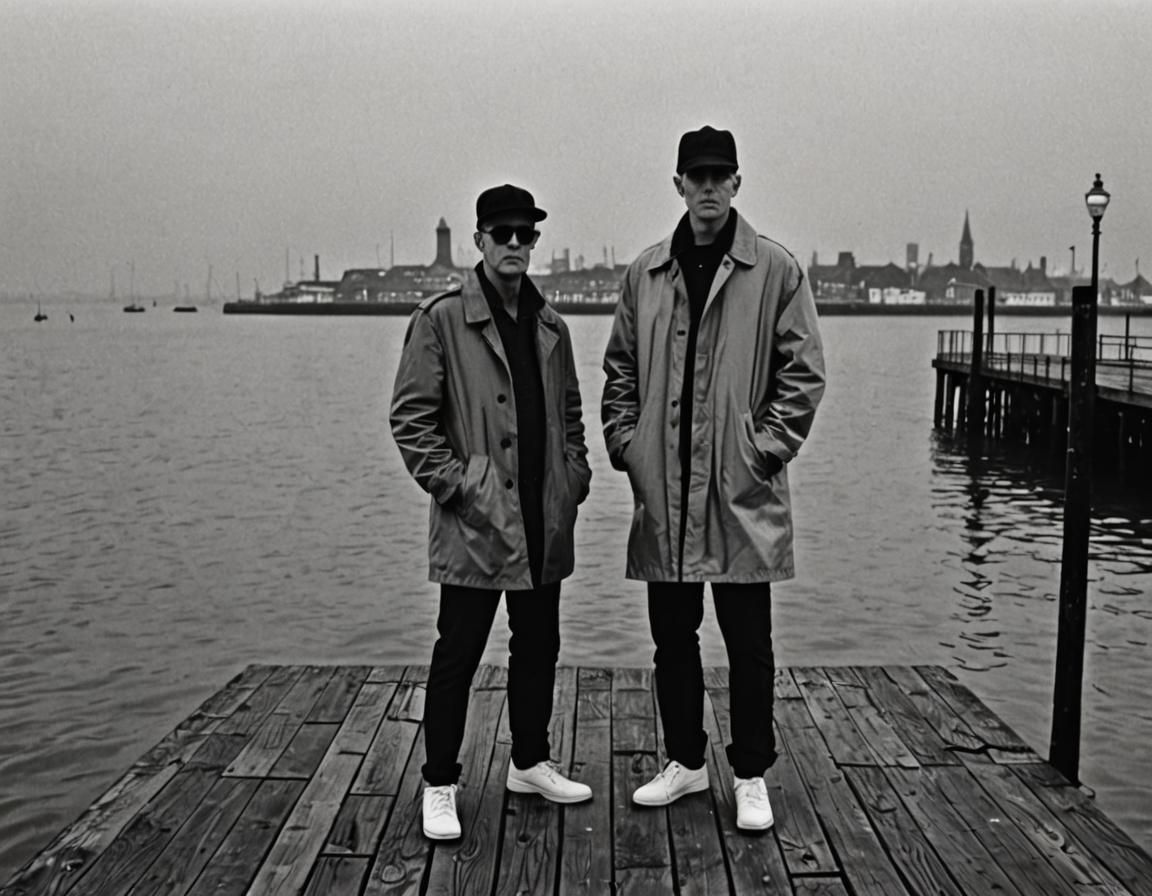 Two Men on a Pier in Pet Shop Boys Style
