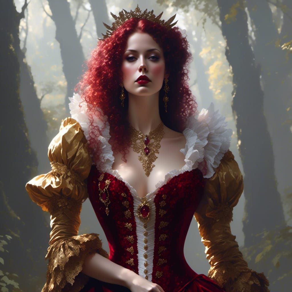 Pirate in Red Velvet Corset, Gilded Masterpiece
