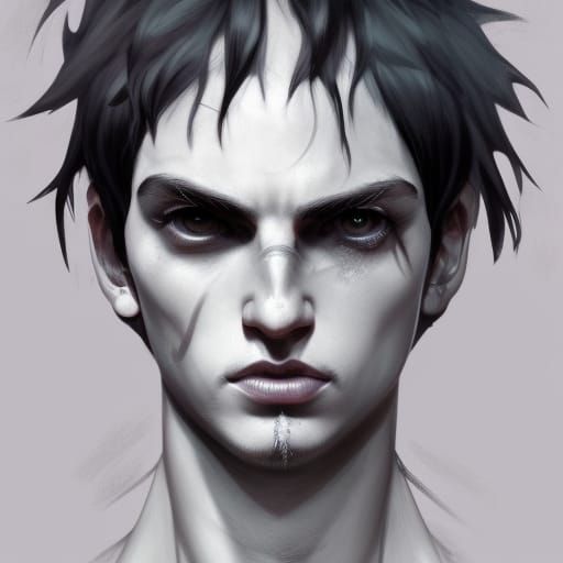 Detailed Goth Boy Portrait in Artstation Style